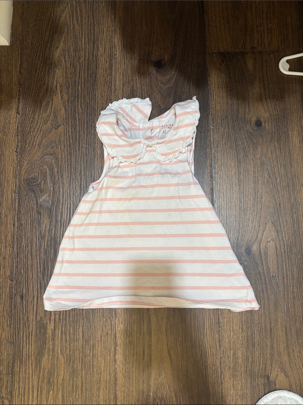 Max Studio Pink & White Striped Ruffle Collar Tank Dress